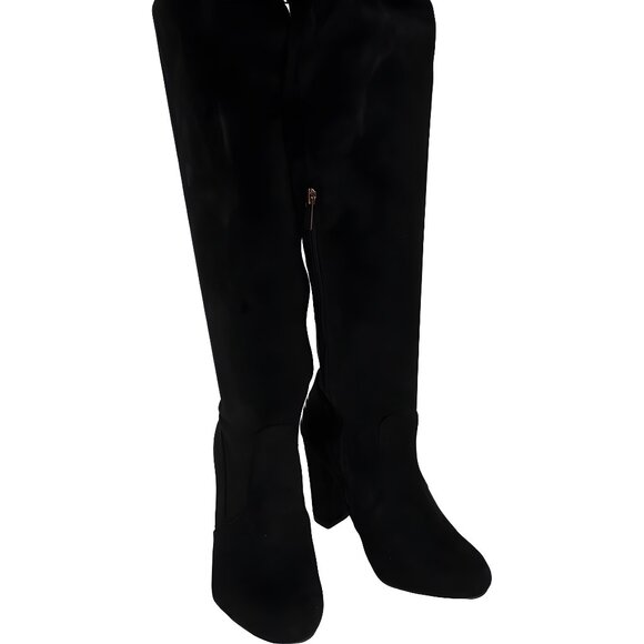 Journee Collection Maya Wide Calf Knee High Boots Black Block Heel US 7.5M - Picture 1 of 6